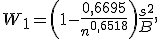 W_1=\left(1-\frac{0,6695}{n^{0,6518}}\right)\frac{s^2}{B},